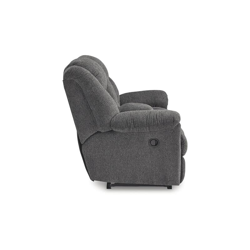Signature Design by Ashley Foreside Gray Double Reclining Loveseat with Console - 76"W x 43"D x 44"H