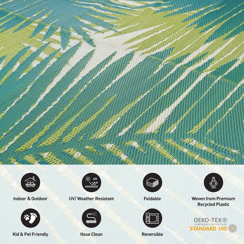 Tropical Floral Reversible Plastic Outdoor Rugs