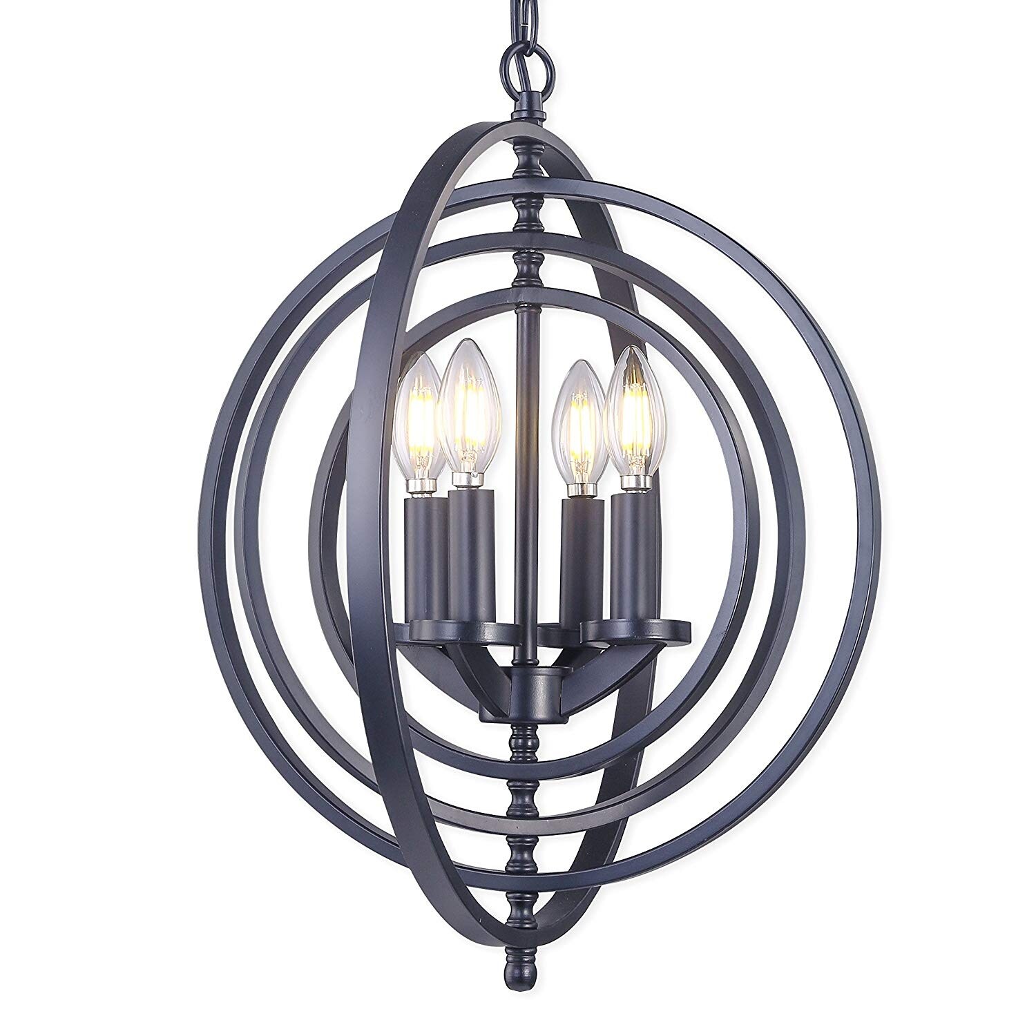 Modern foyer sphere globe nickel chandelier - Chandeliers For Bedrooms by Overstock.com