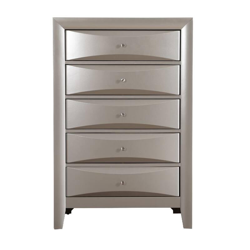 Wooden 5-Drawer Bedroom Chest - 48" - Silver Champagne