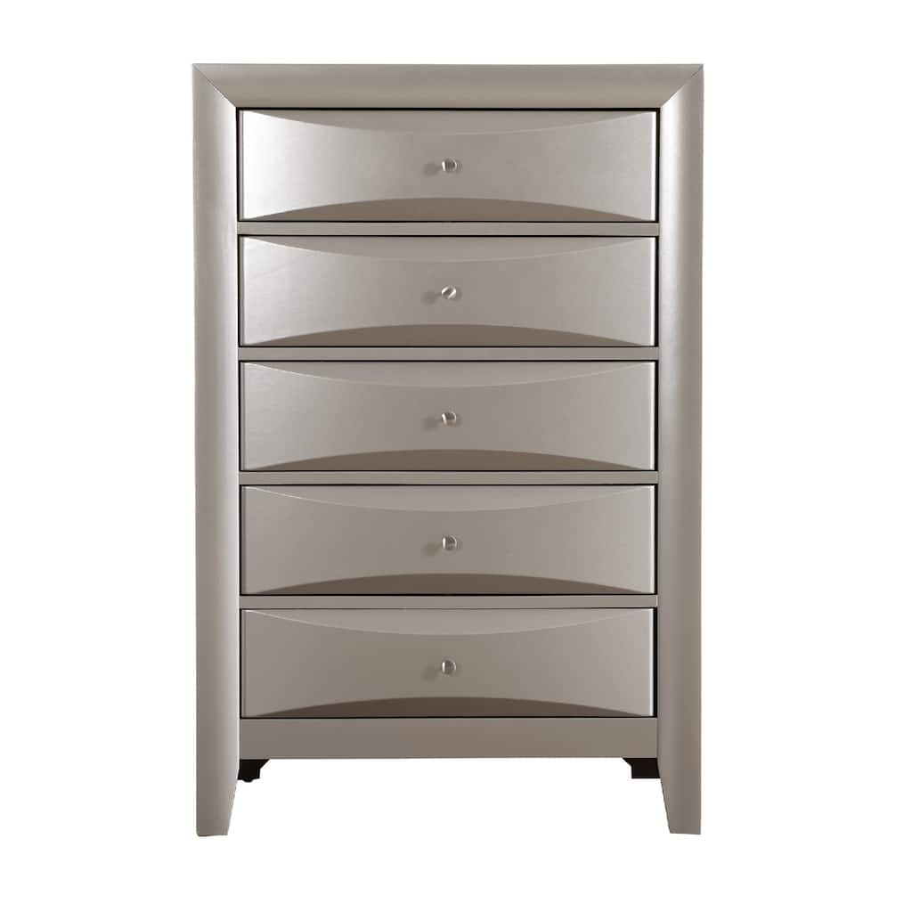 Wooden 5-Drawer Bedroom Chest - 48" - Silver Champagne