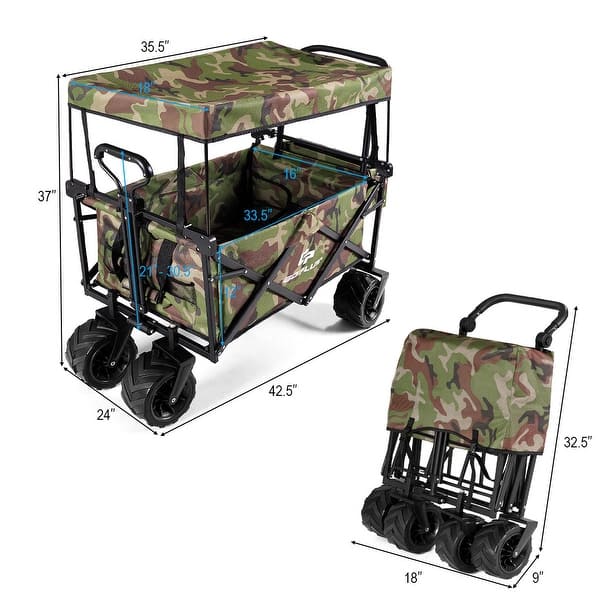 Shop Goplus Collapsible Folding Wagon Cart W Canopy Outdoor