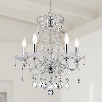 Chrome 5-Light Candle Style Chandelier with Crystal