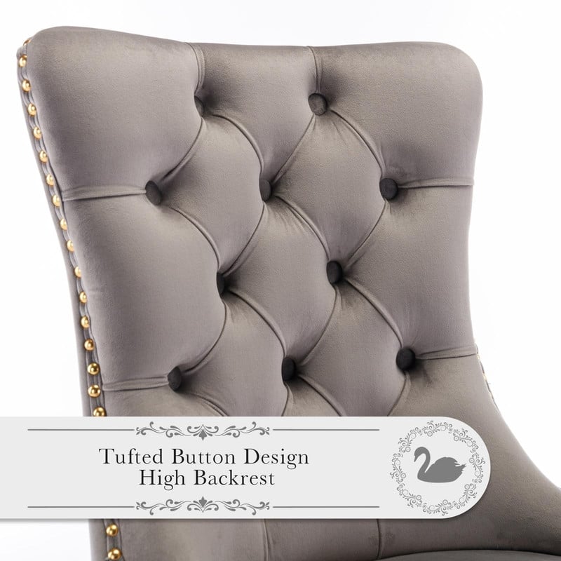 Tufted Naliheads Solid Wood Upholstered Dining Chairs (Set of 4)