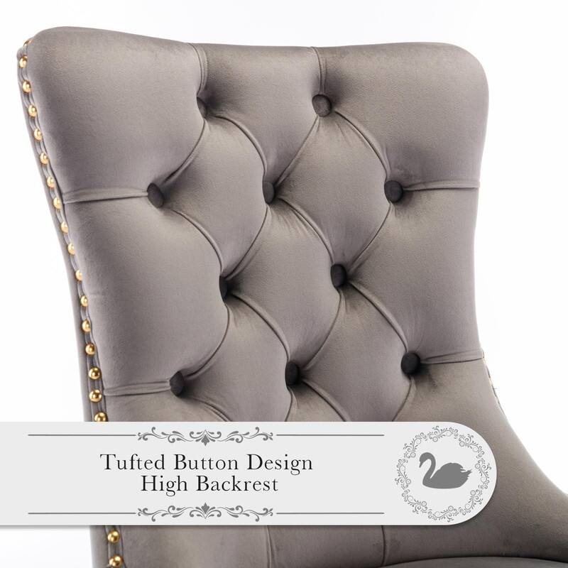 Tufted Naliheads Solid Wood Upholstered Dining Chairs Set of 6