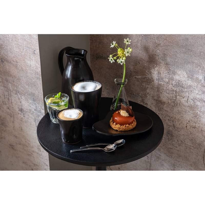 Dented Ceramic Mug Set of 4 Black Matt