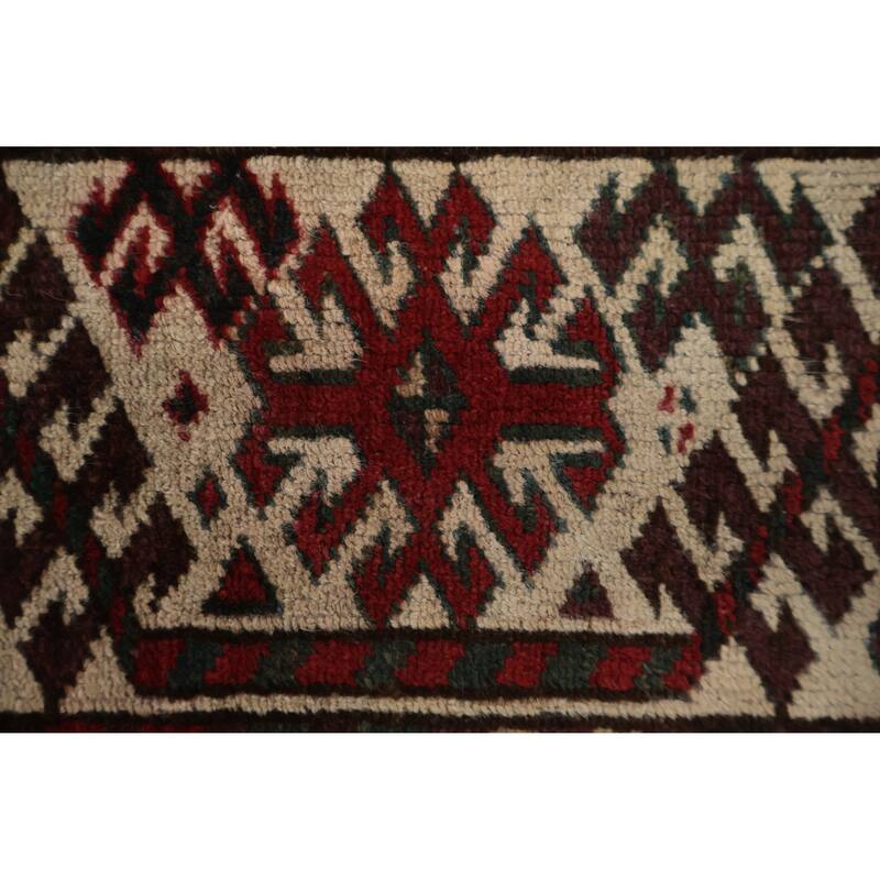 Hand Knotted Oriental 100% Wool Carpet Traditional Geometric Red Bokhara Area Rug - 9' 5'' X 5' 10''