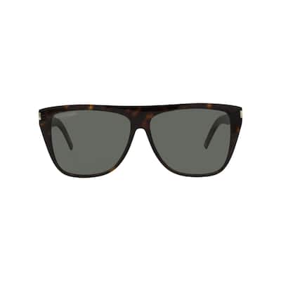 Saint Laurent Round-Frame Acetate Sunglasses, Grey Lens, Shiny Dark Havana Frame