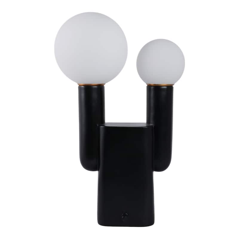 Metal Table Lamp Double Globe Sculptural Minimalist Modern Accent