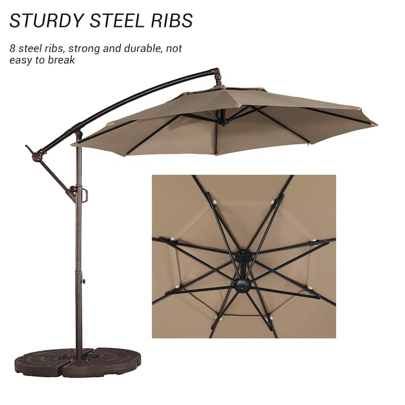 Clihome 10Ft Outdoor Crank Offset Cantilever Patio Umbrella, Without Base