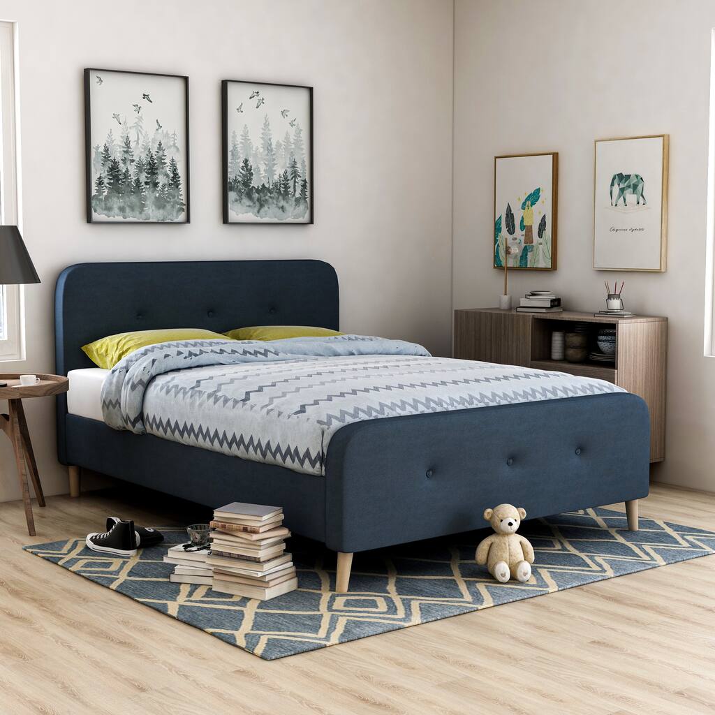 Furniture of America Sise Mid-century Modern Full Fabric Tufted Bed
