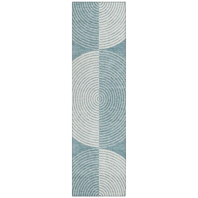 Machine Washable Indoor/ Outdoor Geo Circles Chantille Rug