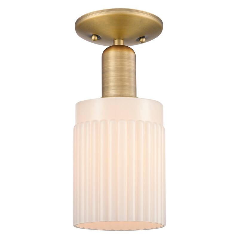 Innovations Lighting 716-1C-11-5 Hadley Semi-Flush Hadley 5" Wide - Brushed Brass / Matte White