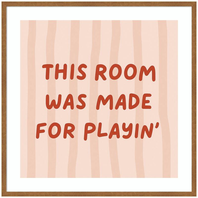 Kate and Laurel This Room Was Made For Playing Square by Laura Moss Framed Wall Art Print - 33x33 - Natural