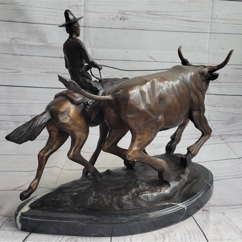 Frederic Remington Bolter Western Cowboy Cattle Drive Bronze Statue Sculpture 13 Inches X 17 Inches