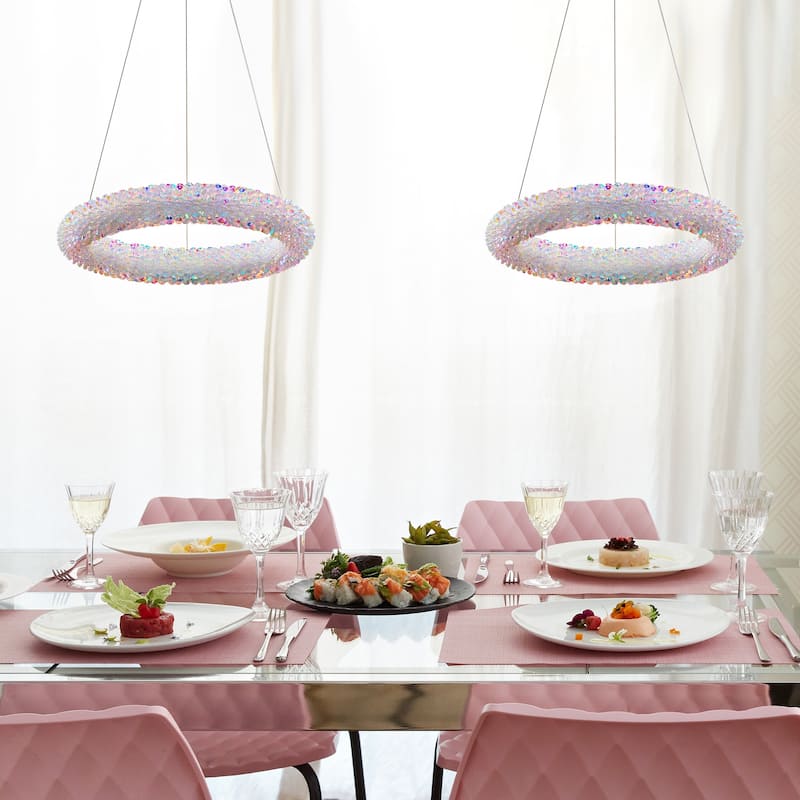 Crystal Chandelier Ceiling Pendant Light Fixture - 15.7"