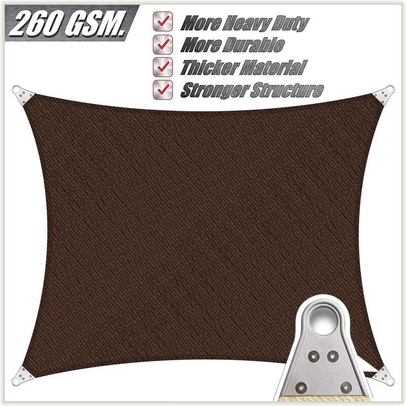 ColourTreeUSA Square Sun Shade Sail Reinforced Super Ring HDPE Mesh Fabric Screen Canopy UV Block 260 GSM