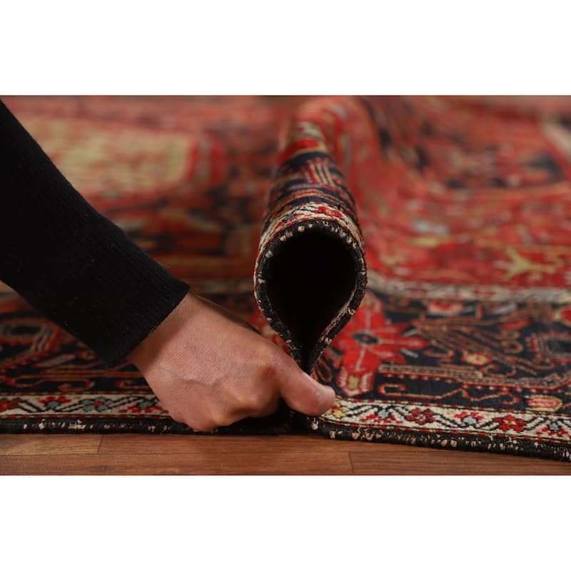 Hand Knotted Oriental 100% Wool Carpet Traditional Floral Navy Blue & Blues Sarouk Area Rug - 10' 5'' X 6' 10''