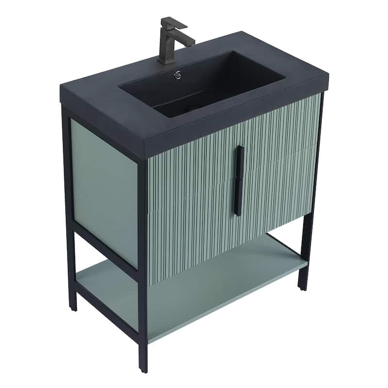 Fine Fixtures Serenity Modern Bathroom Vanity with Black Gel Acrylic Top