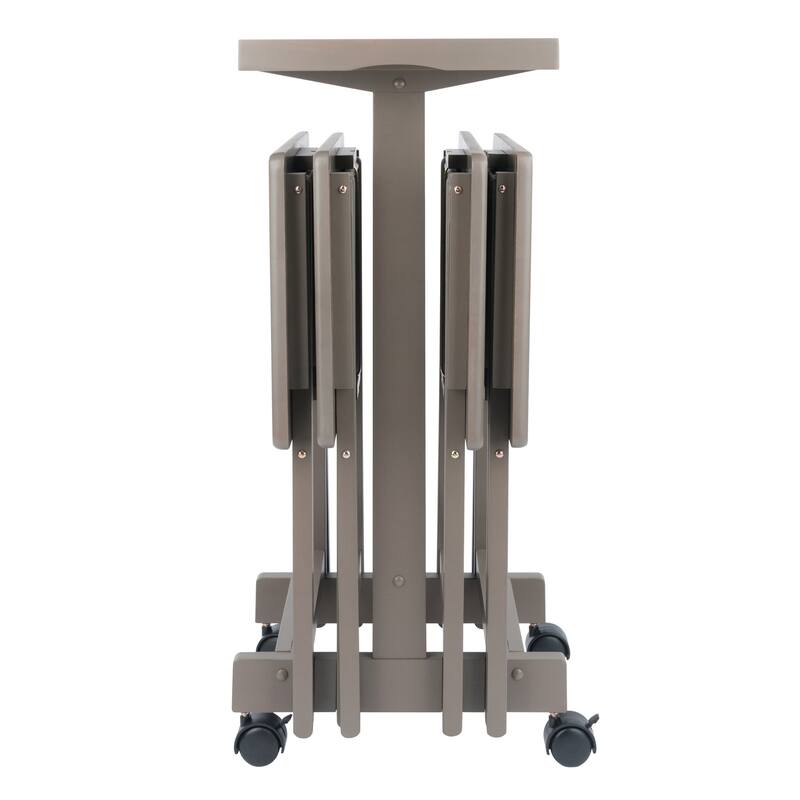 Isabelle 6-Pc Snack Table Set with Removable Serving Tray Oyster Gray