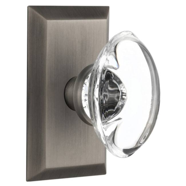 Nostalgic Warehouse Oval Clear Crystal Solid Brass Single Dummy Door