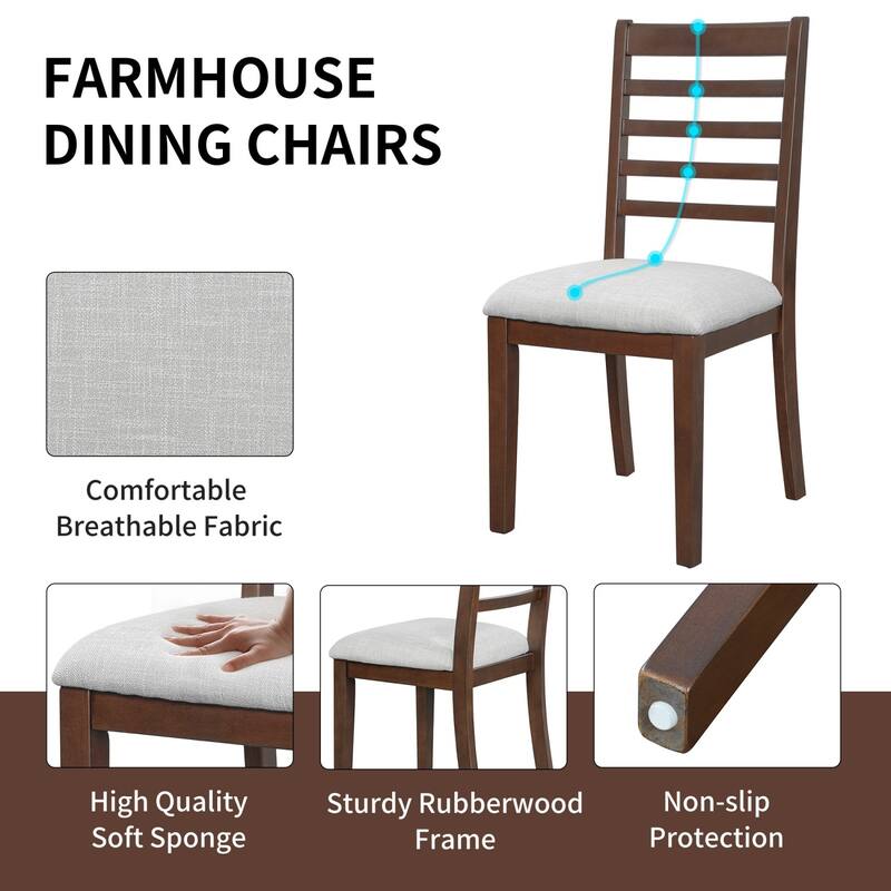 5/7-Piece Set, 60-78" Extendable Dining Table with Upholstered Chairs