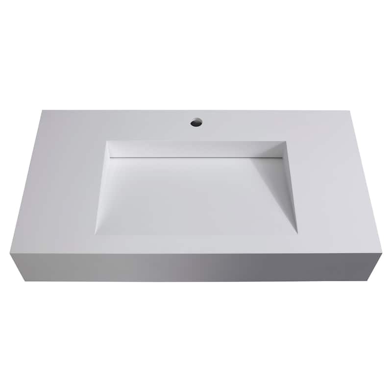 Audrey 36" - 72" Solid Surface Bathroom Vanity Top - 36" - White