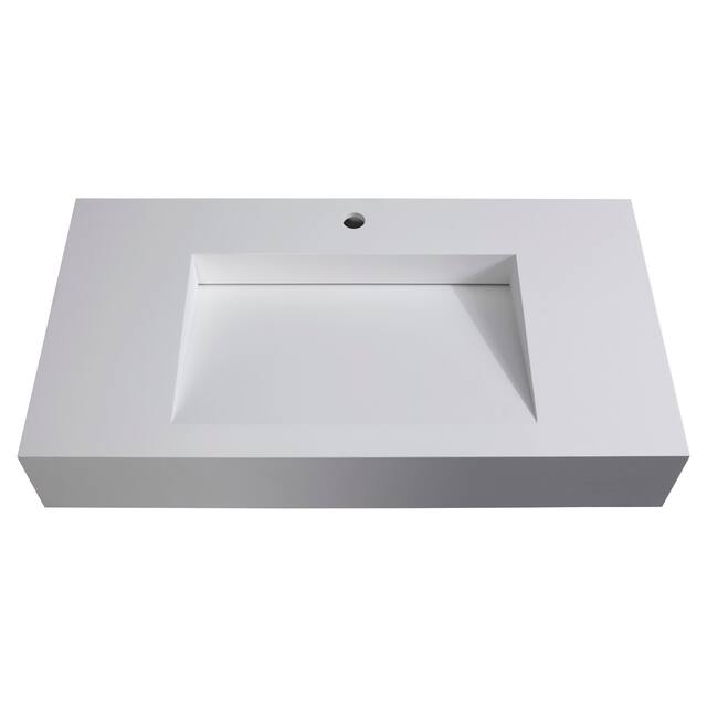 Pyramid Solid Surface Wall-Mounted Bathroom Sink