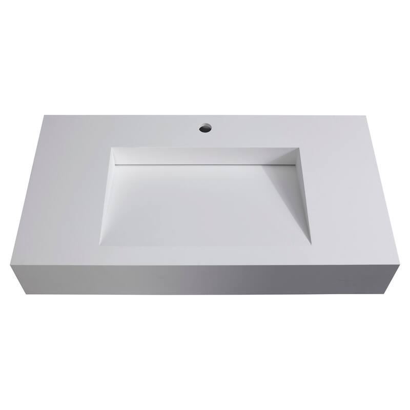 Pyramid Solid Surface Wall-Mounted Bathroom Sink