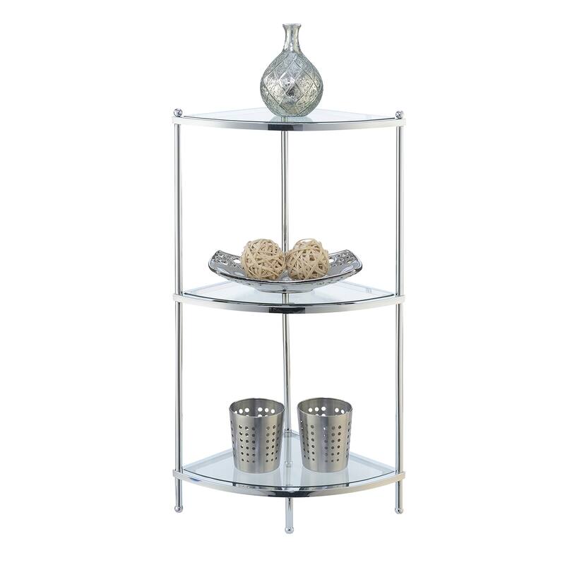 Convenience Concepts Royal Crest 3 Tier Glass Corner Shelf