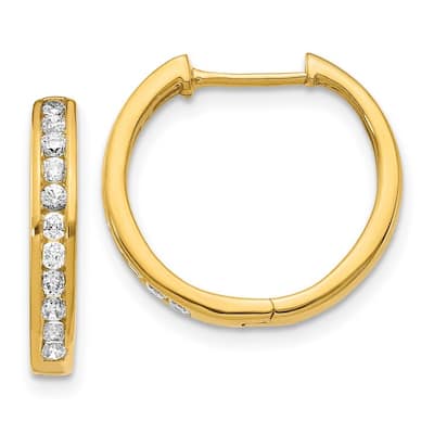 Curata 14k Diamond Hinged Hoop Earrings - 16x18mm Wide 2mm Thick