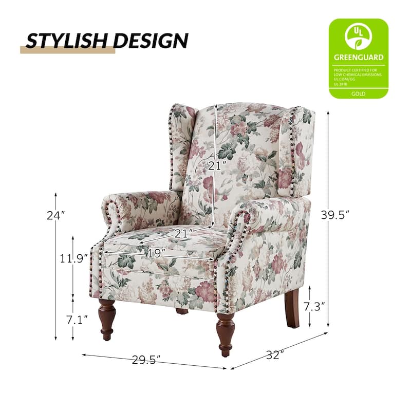 Gott Traditional Wingback Armchair with Solid Wood Legs Set of 2 by HULALA HOME