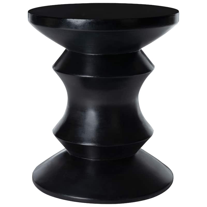 SAFAVIEH Outdoor Vaka Concrete Accent Stool - 14.96" W x 14.96" L x 17.72" H - 15Wx15Dx18H - Black