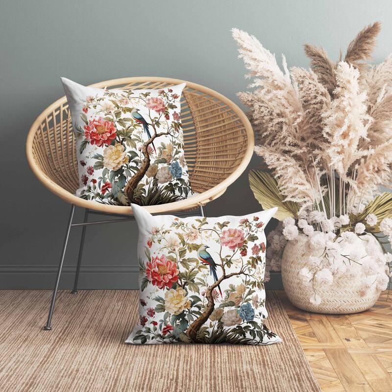 Bloom Bower Bliss Indoor/Outdoor Reversible Throw Pillow Red and Pink
