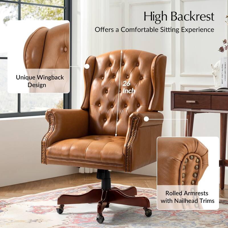 Maximiliano Modern Swivel Executive Chair with Tufted Back by HULALA HOME