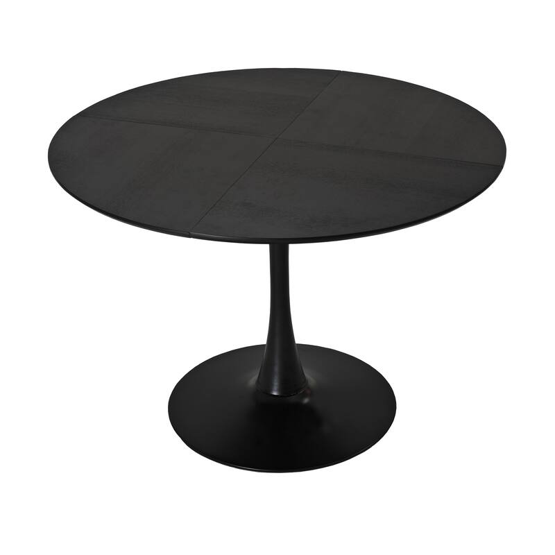 47.24" Modern Round Dining Table,Four Patchwork Tabletops - 47.24" - Black
