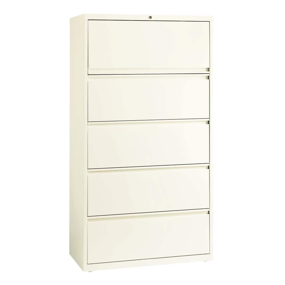 Hirsh 36-in Wide HL10000 Series 5 Drawer Lateral File Cabinet with Posting Shelf and Roll-Out Binder Storage, White