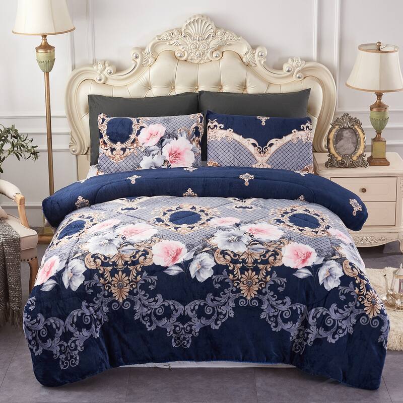 3 piece Fleece/ Sherpa Comforter Set