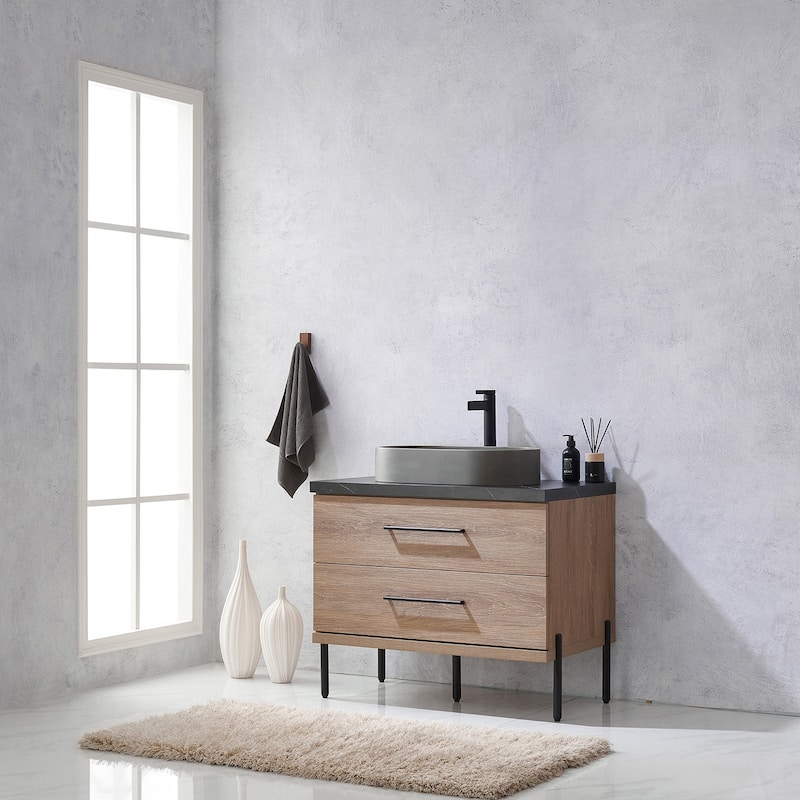 Trento Bath Vanity with Sintered Stone Top with Concrete Sink (O)