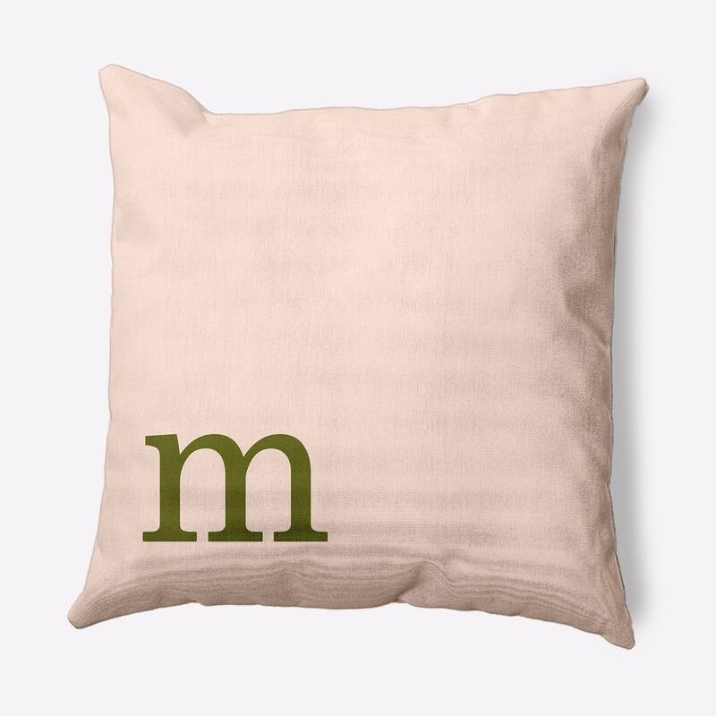 Modern Monogram Indoor/Outdoor Throw Pillow-M - 16" x 16" - Olive