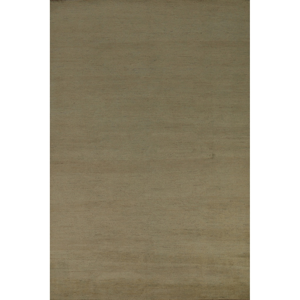 Sage Green Gabbeh Modern Area Rug Handmade Wool Carpet - 6'3" x 9'9"