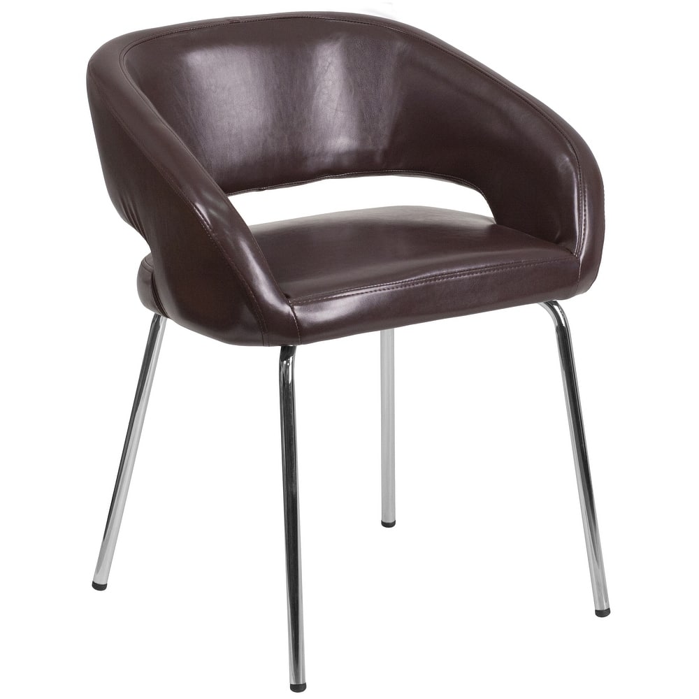 Contemporary LeatherSoft Side Reception Chair with Chrome Legs