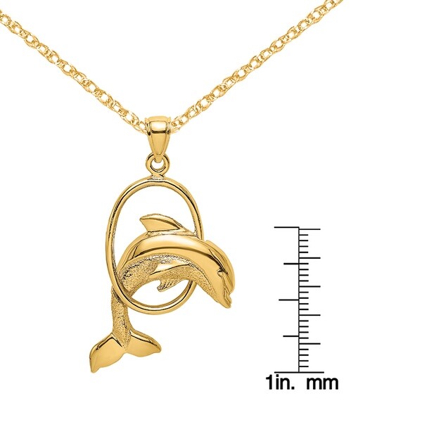 14K Yellow Gold Dolphin Jumping Through