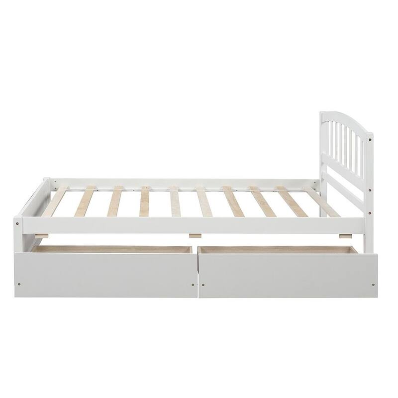 Twin Platform Storage Bed Wood Bed Frame with Two Drawers
