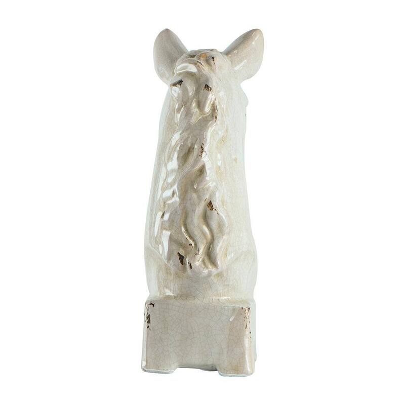 Transitional Style Ceramic Horse Head Decor Piece, Large, Beige