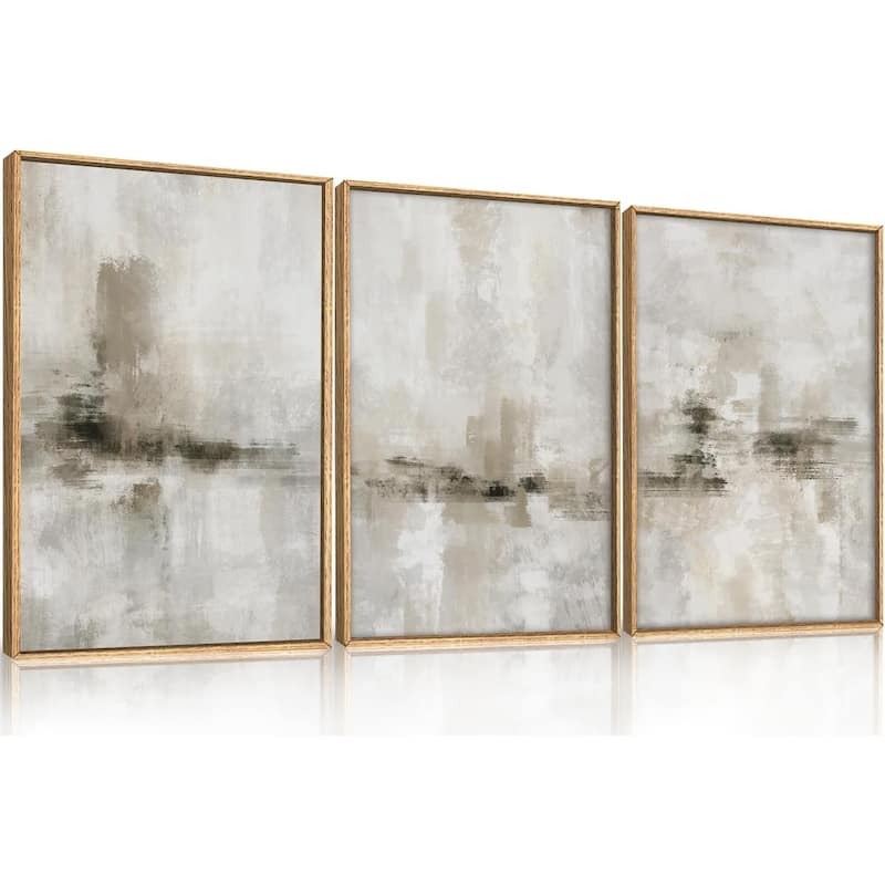Neutral Abstract Wall Decor, Modern Beige Gray Wall Painting