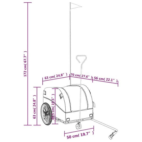 dimension image slide 0 of 6, vidaXL Bike Trailer Kids Bicycle Cargo Wagon Buggy Carriage Cycle Trailer Iron