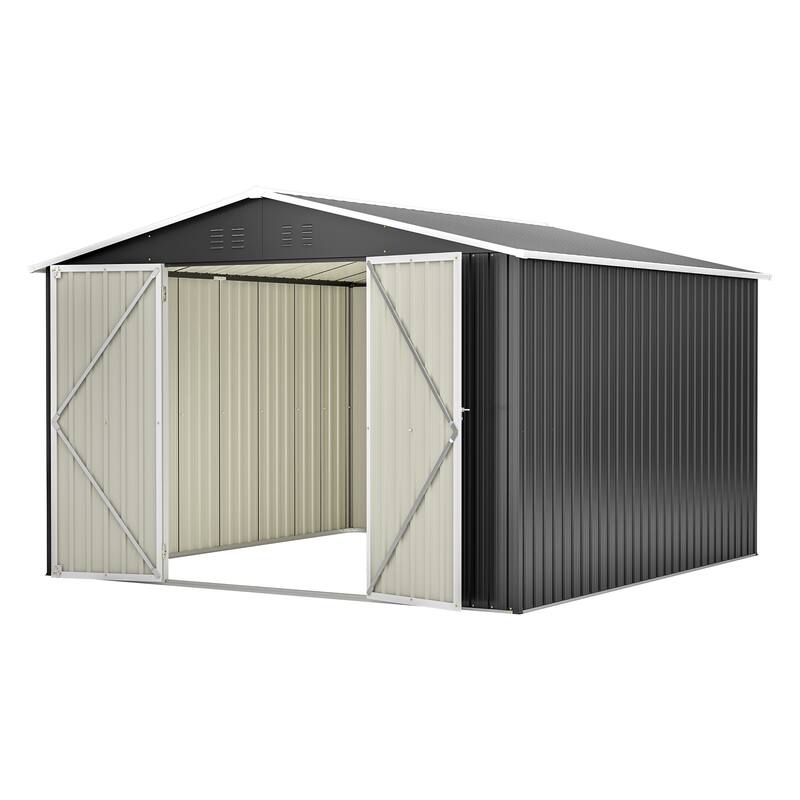 Large Outdoor Metal Storage Shed Garden Shed Tool Shed with Lockable Double Doors & Weather-Resistant, Air Vents