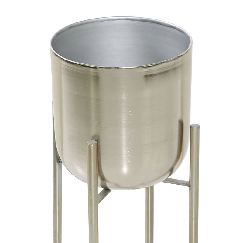 Modern Metallic Glam Planter Collection - Set of 2 - Multiple Sizes - Gold, Silver, White or Black