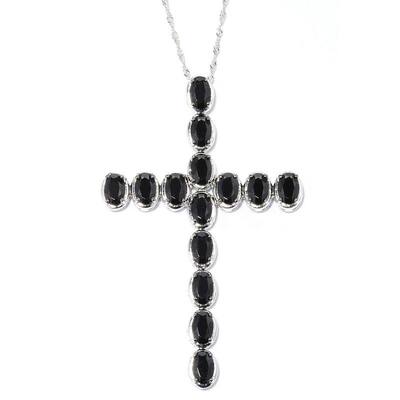 V3 Jewelry Natural Black Spinel Sterling Silver Cross Pendant